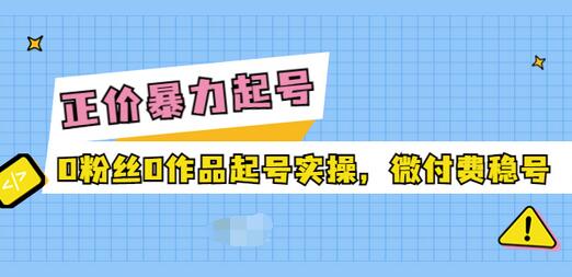 【副业项目3828期】抖音暴力起号实操课：抖音0粉丝0作品起号实操，0粉丝0作品直播-中创 网赚