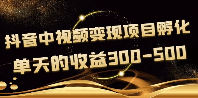 【副业项目4157期】黄岛主《抖音中视频变现项目孵化》单天的收益300-500 操作简单粗暴-中创 网赚