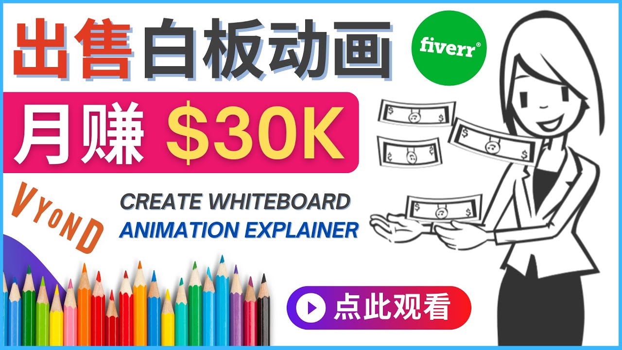 【副业项目4579期】如何用最简单制作白板动画（WhiteBoard Animation）月赚3万美元-中创 网赚