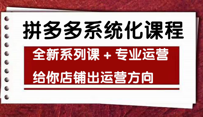 【副业项目4542期】车神陪跑，拼多多系统化课程，全新系列课+专业运营给你店铺出运营方向-中创 网赚