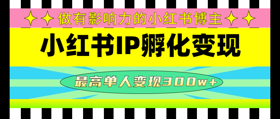 【副业项目4851期】某收费培训-小红书IP孵化变现：做有影响力的小红书博主，最高单人变现300w+-中创 网赚