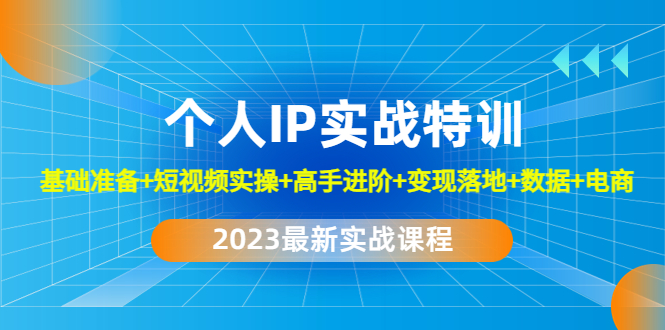 【副业项目4959期】2023个人IP实战特训：基础准备+短视频实操+高手进阶+变现落地+数据+电商-中创 网赚