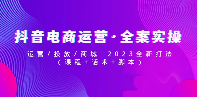 【副业项目5081期】抖音电商运营·全案实操：运营/投放/商城 2023全新打法(课程+话术+脚本)-中创 网赚