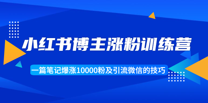 【副业项目1944期】小红书博主涨粉训练营：一篇笔记爆涨10000粉及引流微信的技巧-中创 网赚