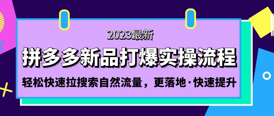 【副业项目5213期】拼多多-新品打爆实操流程：轻松快速拉搜索自然流量，更落地·快速提升-中创 网赚