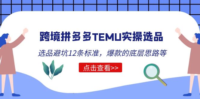 【副业项目5510期】跨境拼多多TEMU实操选品运营方法，选品避坑12条标准，爆款的底层思路等-中创 网赚