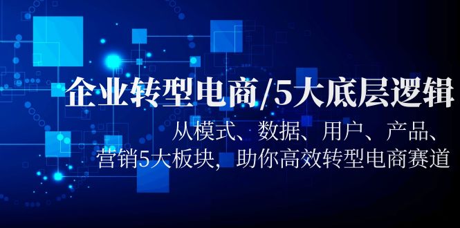 【副业项目5960期】企业转型电商/5大底层逻辑，从模式 数据 用户 产品 营销5大板块，高效转型-中创 网赚