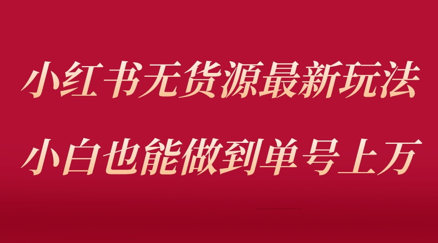 【副业项目5715期】小红书无货源最新螺旋起号玩法，电商小白也能做到单号上万（收费3980）-中创 网赚