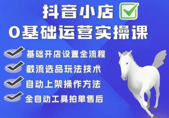 【副业项目6317期】白马电商·0基础抖店运营实操课，基础开店设置全流程，截流选品玩法技术-中创 网赚