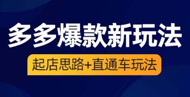 【副业项目6039期】2023拼多多爆款·新玩法：起店思路+直通车玩法（3节精华课）-中创 网赚