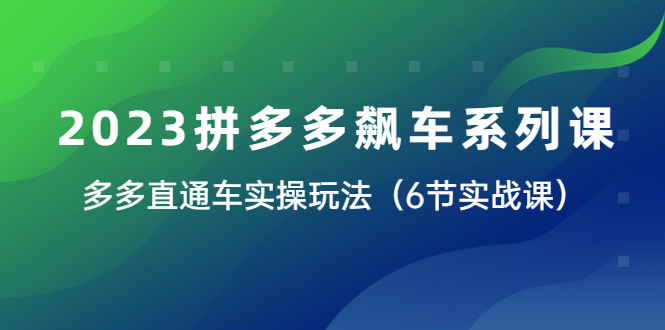 【副业项目6041期】2023拼多多飙车系列课，多多直通车实操玩法（6节实战课）-中创 网赚