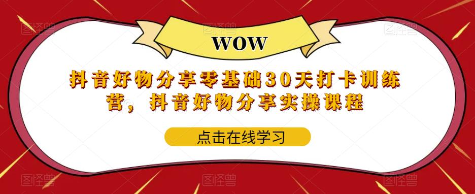 【副业项目6003期】抖音好物分享0基础30天-打卡特训营，抖音好物分享实操课程-中创 网赚