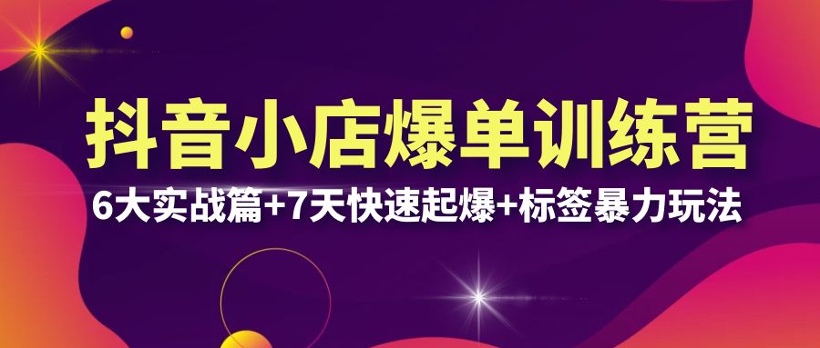 【副业项目6429期】抖音小店爆单训练营VIP线下课：6大实战篇+7天快速起爆+标签暴力玩法(32节)-中创 网赚