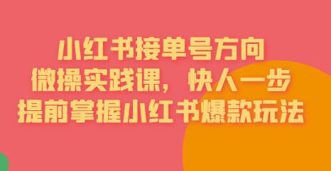 【副业项目6820期】接单号方向·小红书微操实践课，快人一步，提前掌握小红书爆款玩法-中创 网赚