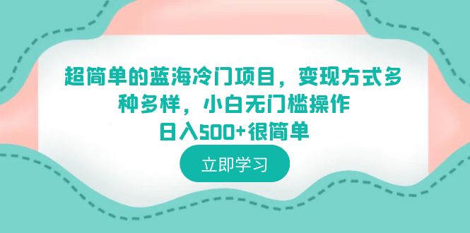 【副业项目6524期】超简单的蓝海冷门项目，变现方式多种多样，小白无门槛操作日入500+很简单-中创 网赚