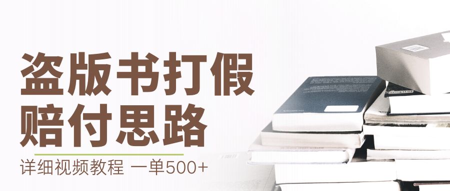 【副业项目6978期】最新盗版书赔付打假项目，一单利润500+【详细玩法视频教程】-中创 网赚