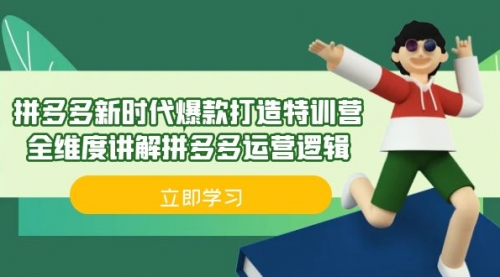 【副业项目7033期】拼多多·新时代爆款打造特训营，全维度讲解拼多多运营逻辑-中创 网赚