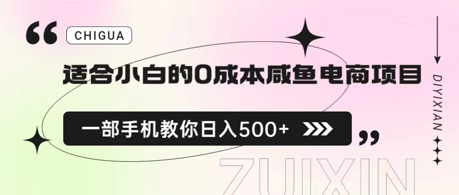 【副业项目6928期】适合小白的0成本咸鱼电商项目，一部手机，教你如何日入500+的保姆级教程-中创 网赚