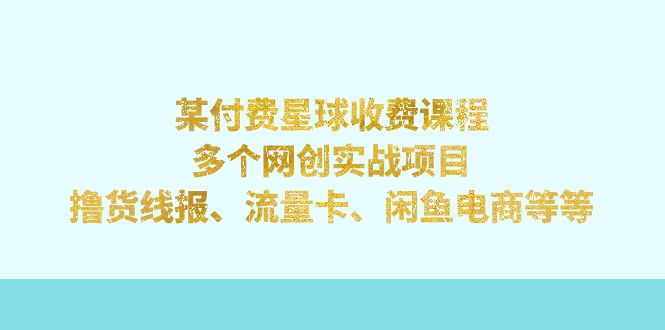 【副业项目7334期】某付费星球课程：多个网创实战项目，撸货线报、流量卡、闲鱼电商等等-中创 网赚