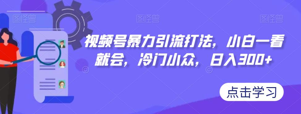 【副业项目7417期】视频号暴力引流打法，小白一看就会，冷门小众，日入300+【揭秘】-中创 网赚