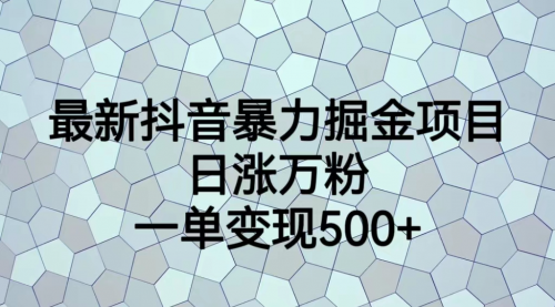 【副业项目7237期】抖音暴力掘金项目，日涨万粉，多种变现方式，一单变现可达500+-中创 网赚