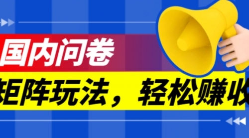 【副业项目7605期】保姆级教程，国内问卷矩阵玩法，轻松赚收益-中创 网赚