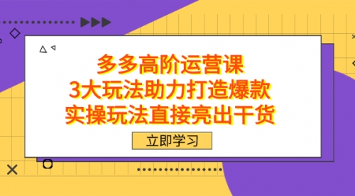 【副业项目7758期】拼多多高阶·运营课，3大玩法助力打造爆款，实操玩法直接亮出干货-中创 网赚