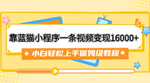 【副业项目7909期】靠蓝猫小程序一条视频变现16000+小白轻松上手保姆级教程（附166G资料素材）-中创 网赚