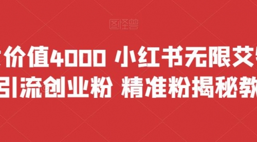 【副业项目7956期】价值4000 小红书无限艾特暴力引流创业粉 精准粉揭秘教程-中创 网赚