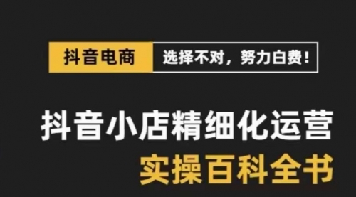 【副业项目8545期】抖音小店 精细化运营-百科全书，保姆级运营实战讲解-中创 网赚