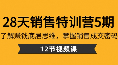 【副业8768期】28天·销售特训营5期：了解赚钱底层思维，掌握销售成交密码（12节课）-中创 网赚