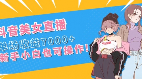 【副业8852期】抖音美女直播，单场收益7000+,新手小白也可操作-中创 网赚