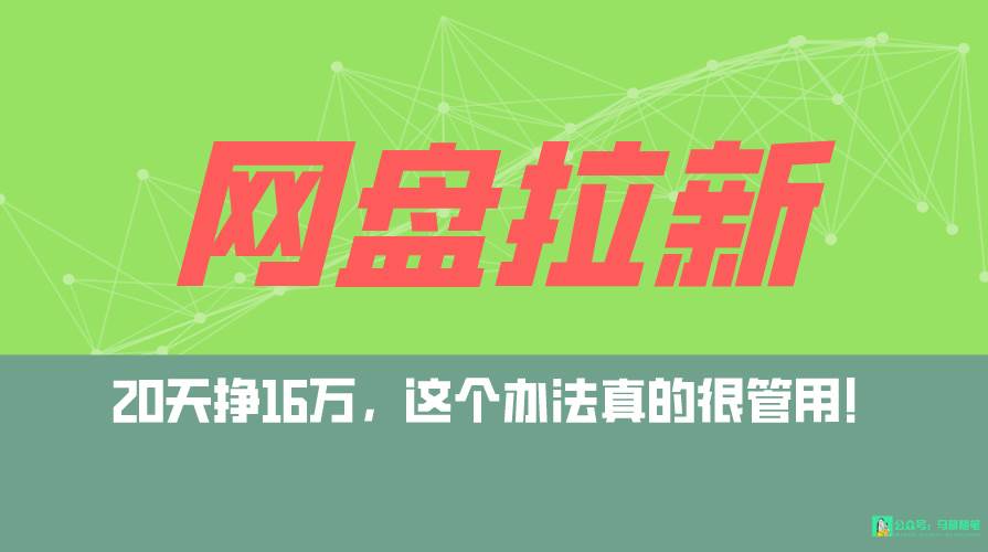 网盘拉新+私域全自动玩法，0粉起号，小白可做，当天见收益，已测单日破5000-中创 网赚