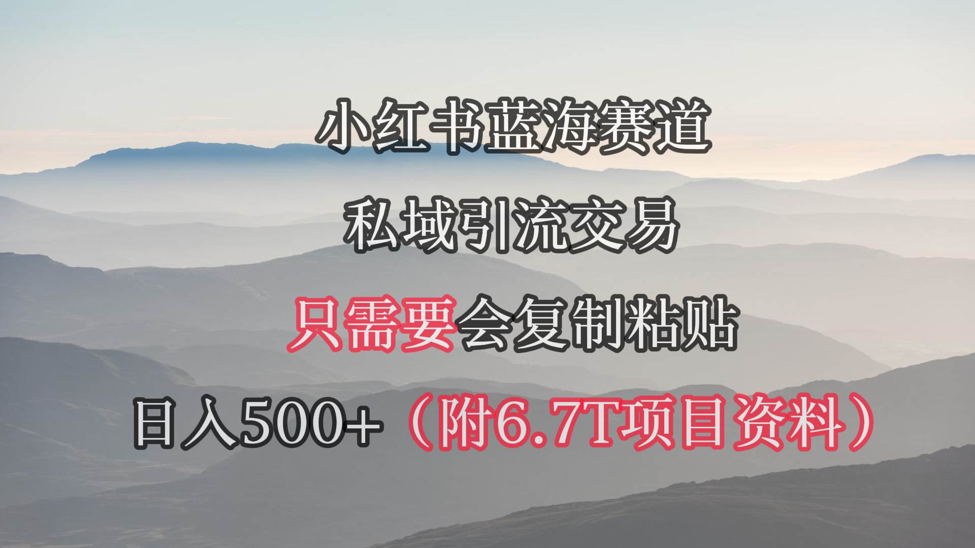 小红书短剧赛道，私域引流交易，会复制粘贴，日入500+（附6.7T短剧资源）-中创 网赚