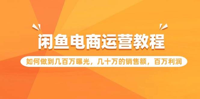 闲鱼电商运营教程：如何做到几百万曝光，几十万的销售额，百万利润-中创 网赚