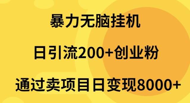 暴力无脑挂机日引流200+创业粉通过卖项目日变现2000+-中创 网赚