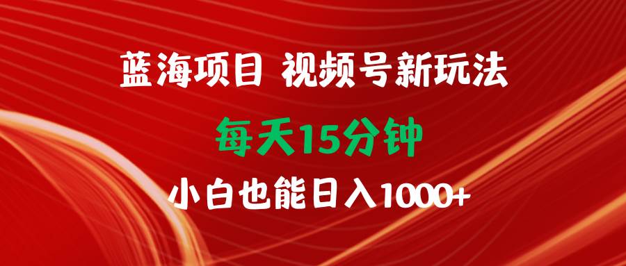 蓝海项目视频号新玩法 每天15分钟 小白也能日入1000+-中创 网赚