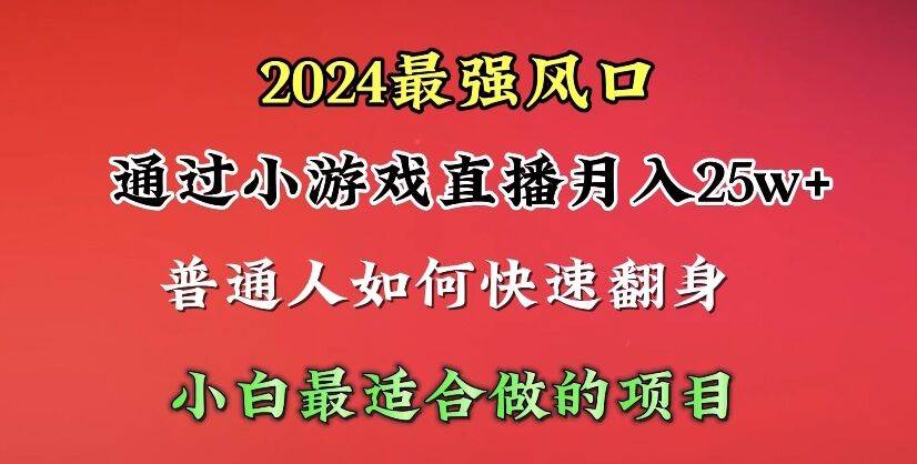 2024年最强风口，通过小游戏直播月入25w+单日收益5000+小白最适合做的项目-中创 网赚