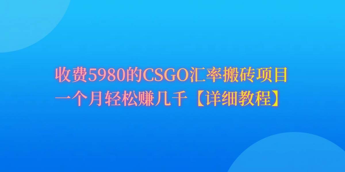 CSGO装备搬砖，月综合收益率高达60%，你也可以！-中创 网赚