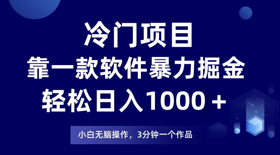 冷门项目，靠一款软件暴力掘金日入1000＋，小白轻松上手第二天见收益-中创 网赚