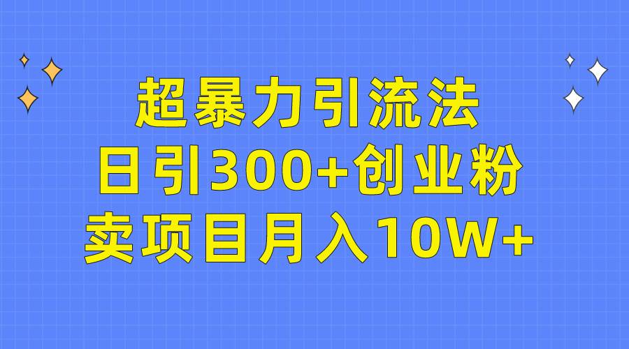 超暴力引流法，日引300+创业粉，卖项目月入10W+-中创 网赚