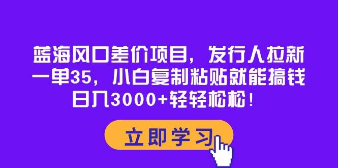 蓝海风口差价项目，发行人拉新，一单35，小白复制粘贴就能搞钱！日入3000+轻轻松松-中创 网赚