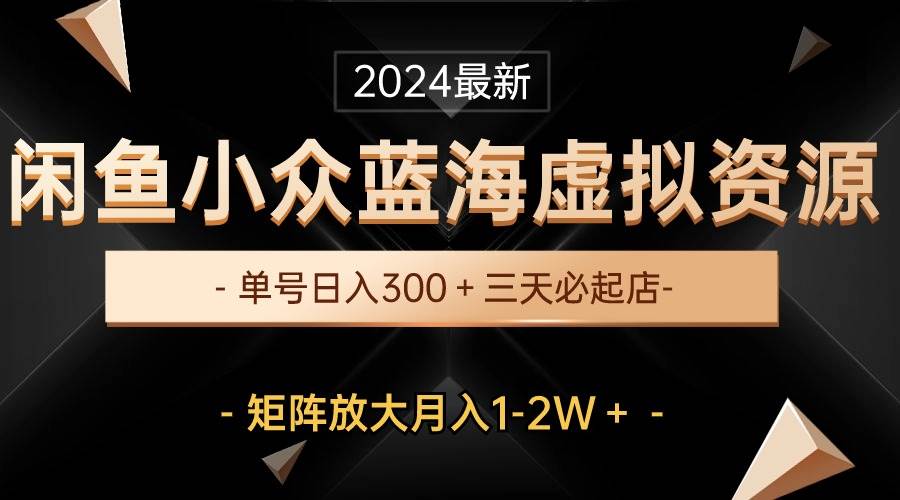 最新闲鱼小众蓝海虚拟资源，单号日入300＋，三天必起店，矩阵放大月入1-2W-中创 网赚