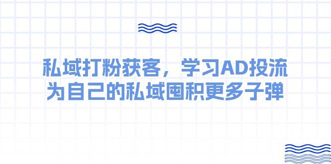 某收费课：私域打粉获客，学习AD投流，为自己的私域囤积更多子弹-中创 网赚