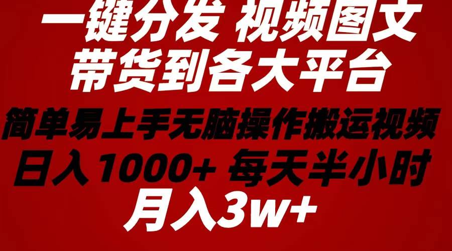 2024年 一键分发带货图文视频  简单易上手 无脑赚收益 每天半小时日入1…-中创 网赚