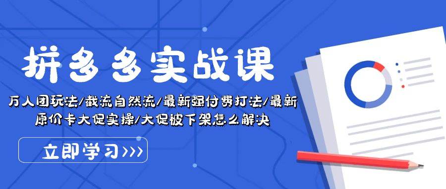 拼多多·实战课：万人团玩法/截流自然流/最新强付费打法/最新原价卡大促..-中创 网赚