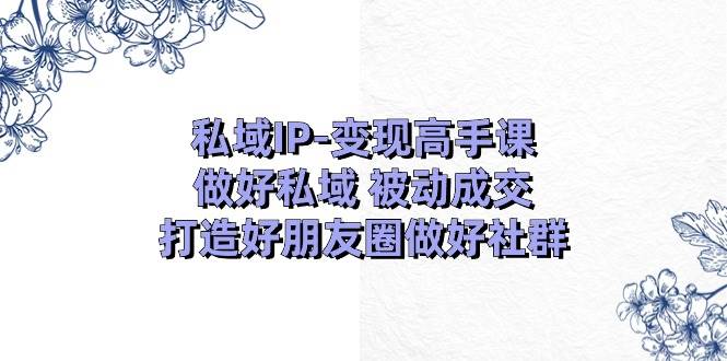 私域IP-变现高手课：做好私域 被动成交，打造好朋友圈做好社群（18节）-中创 网赚