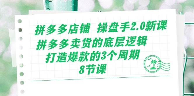 拼多多店铺 操盘手2.0新课，拼多多卖货的底层逻辑，打造爆款的3个周期-8节-中创 网赚