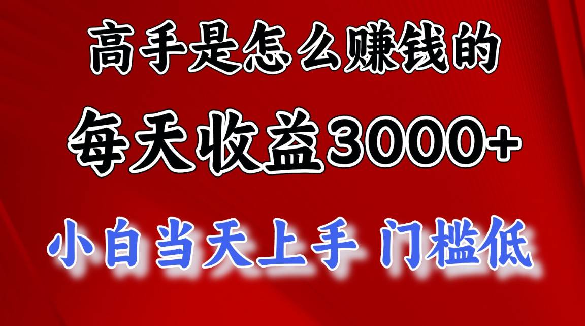 高手是怎么赚钱的，一天收益3000+ 这是穷人逆风翻盘的一个项目，非常…-中创 网赚