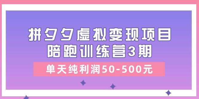 某收费培训《拼夕夕虚拟变现项目陪跑训练营3期》单天纯利润50-500元-中创 网赚